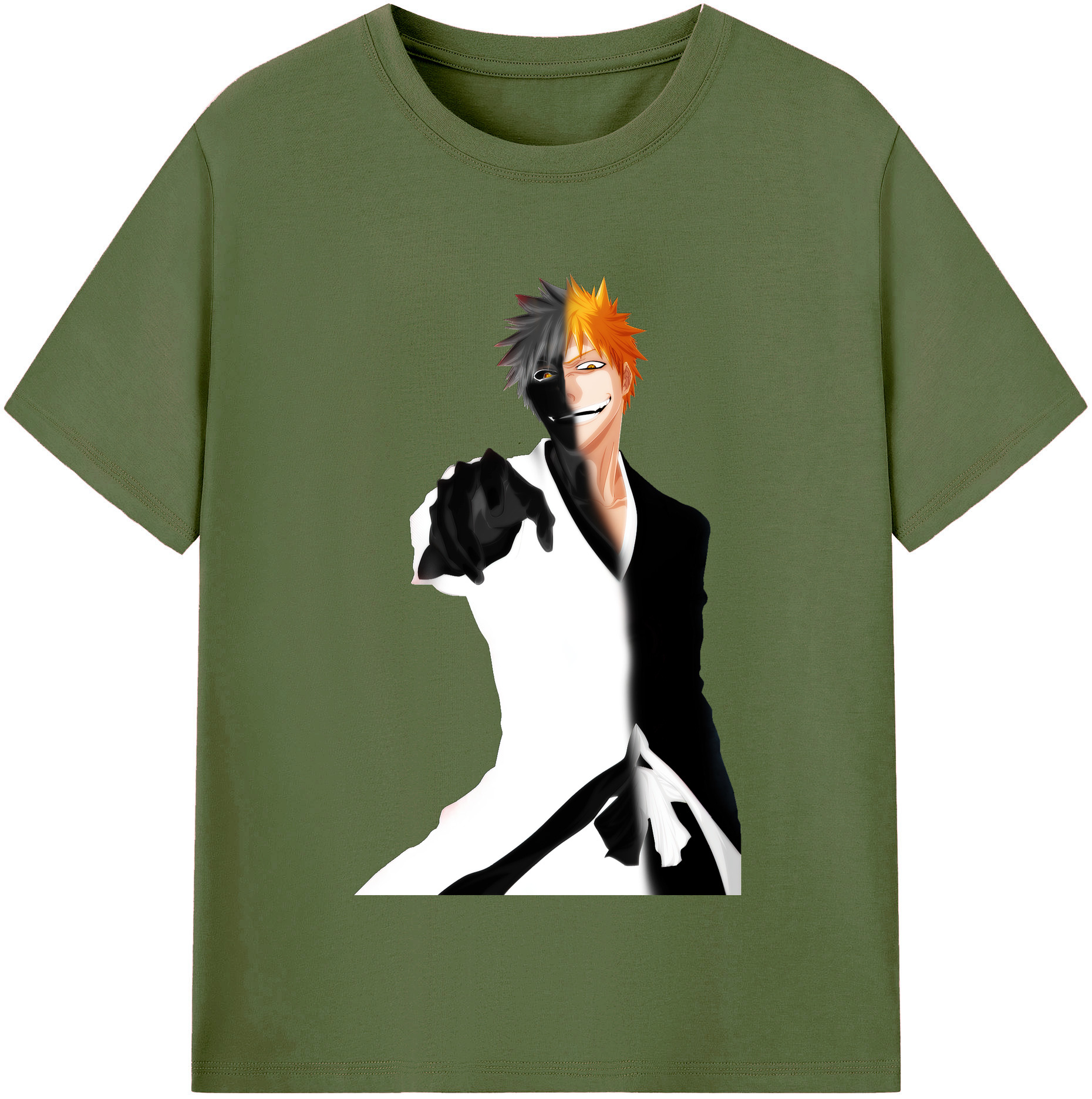 （画像用） ブリーチ 黒崎一護（くろさき いちご）BLEACH Kurosaki Ichigo 綿100％半袖Tシャツ（フロントプリント）